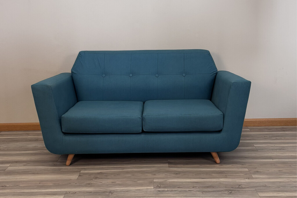 Sofa Nordico Liquidacion Lino Rustico Turquesa